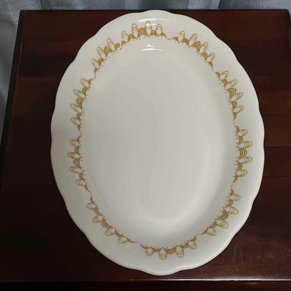Art Deco 10" Atomic Oval Platter Buffalo China Restaurant Ware BUF4, "Colonnade"